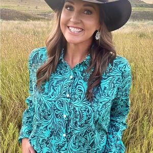 Turquoise tooled button down
